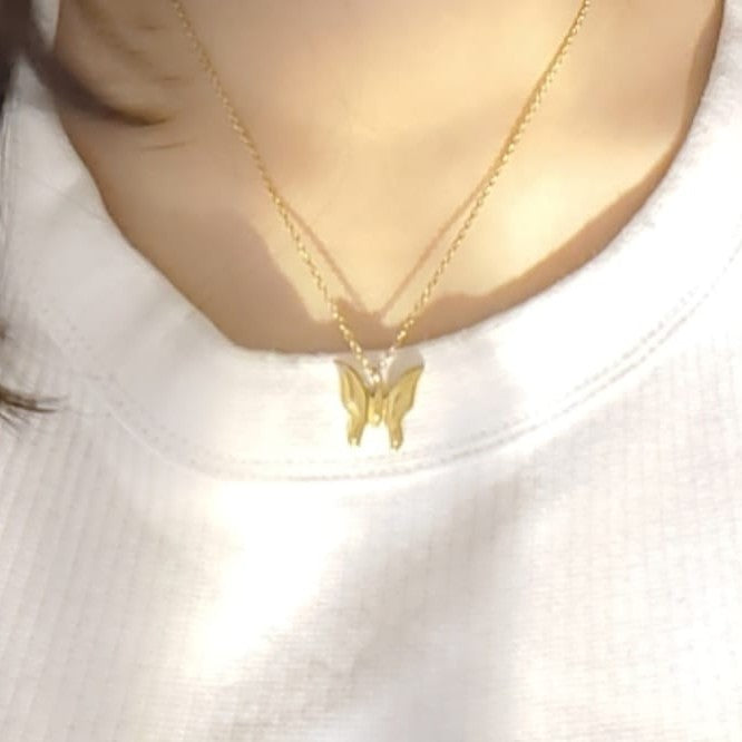 The Aura Butterfly Necklace: Gold 3D Butterfly Pendant Chain (Stainless steel)