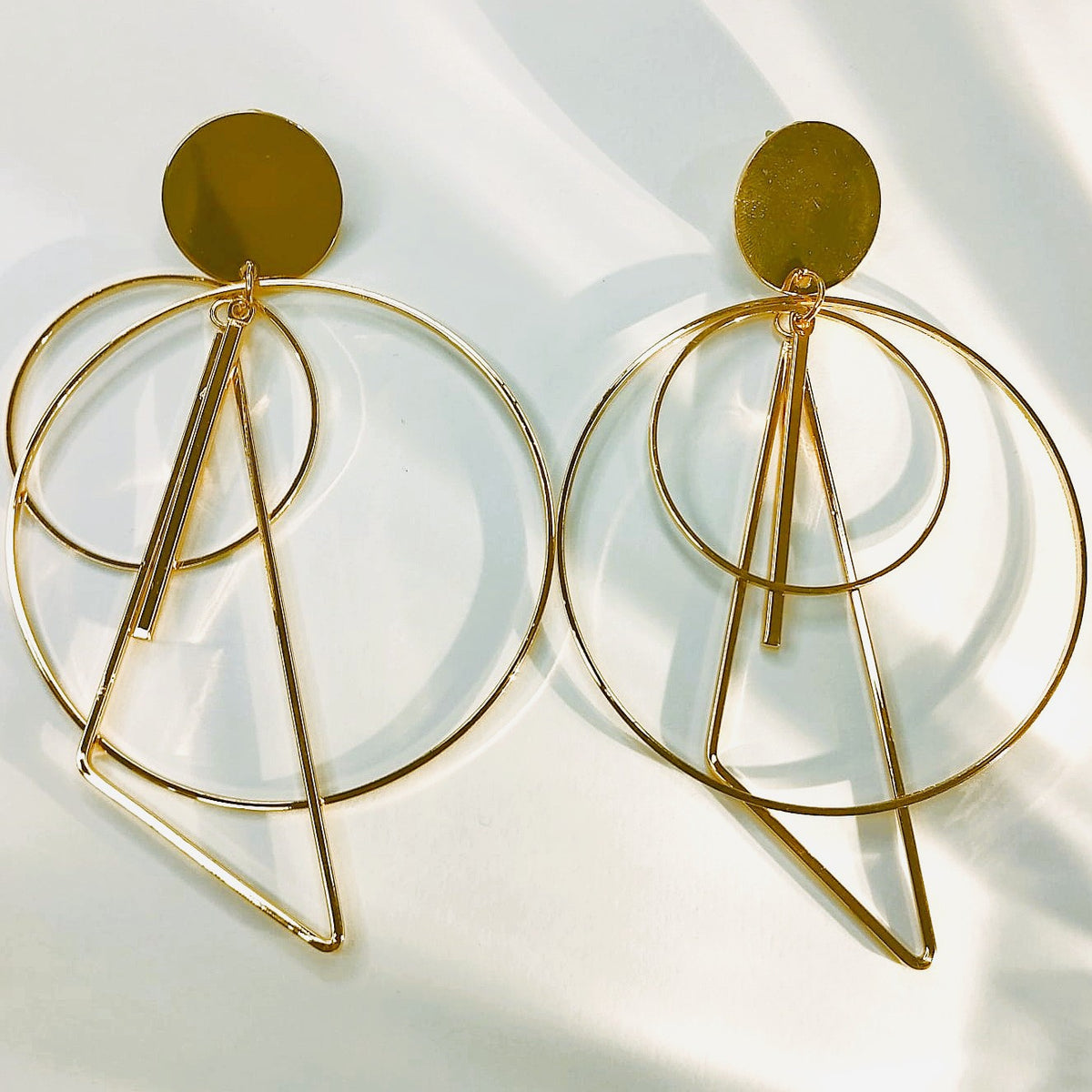 Geometric Layered Statement Earrings (1 pair)