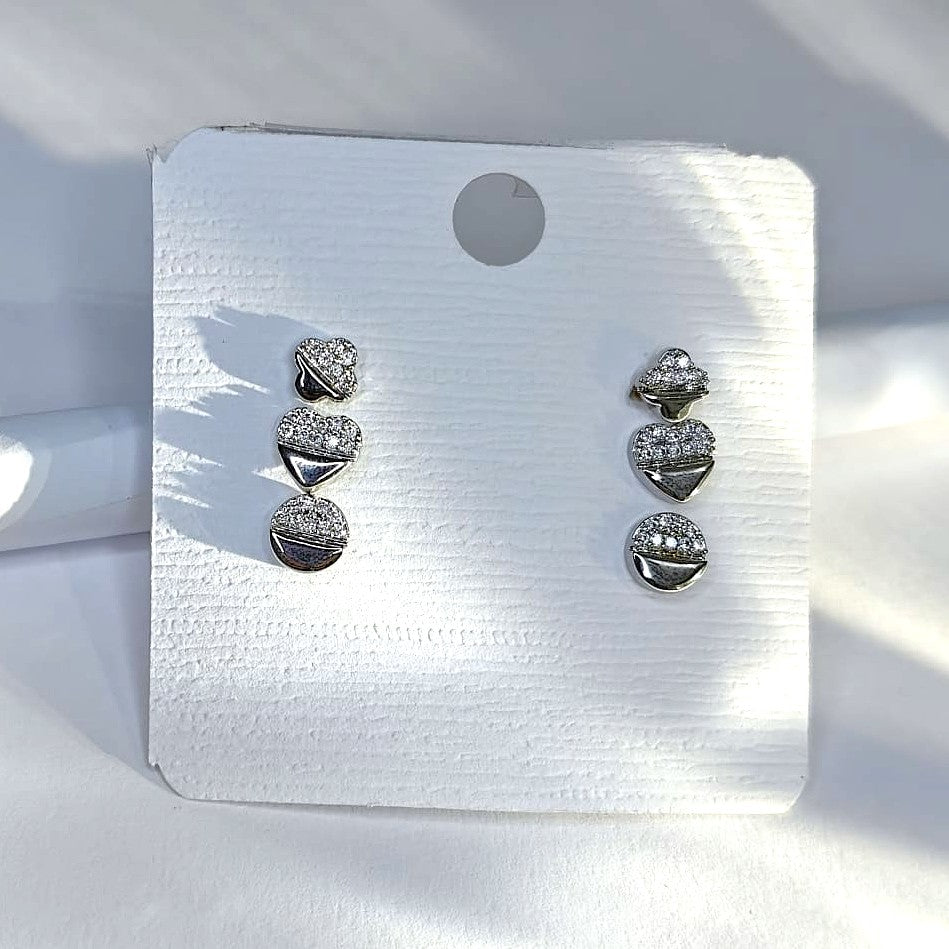 Dainty Split-Shape Silvery Earrings (Set of 3 Pairs)