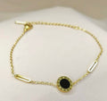 The Roman Luxe Bracelet: Gold Black Roman Numeral Charm (Stainless steel)