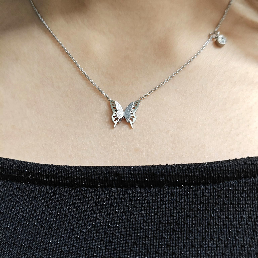 The Silvery Butterfly Necklace (Stainless Steel)