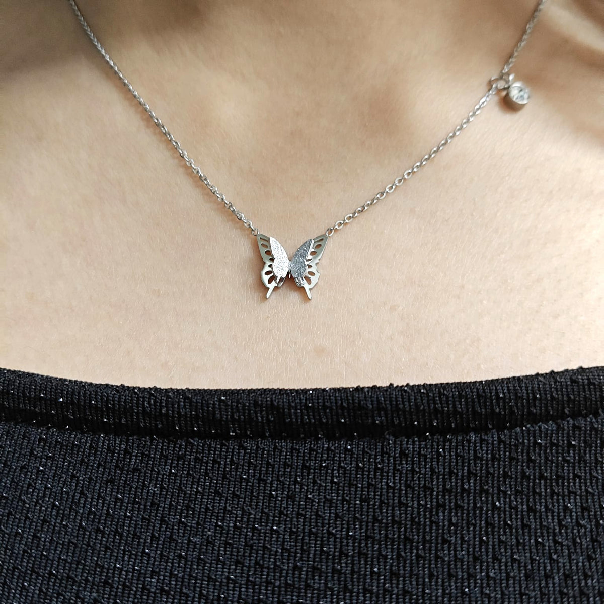 The Silvery Butterfly Necklace (Stainless Steel)