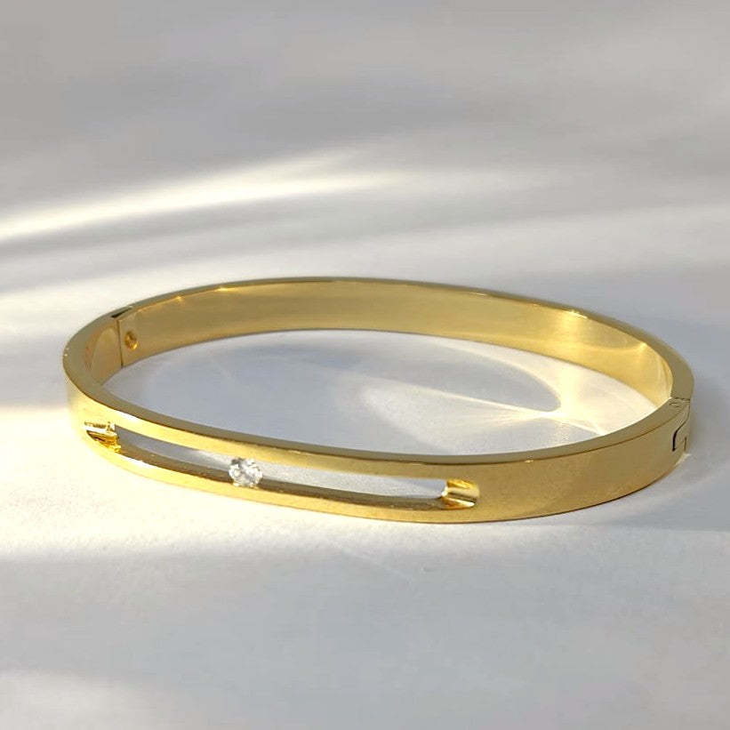 The Nova Bangle: Floating Sparkle Bangle (Stainless steel)