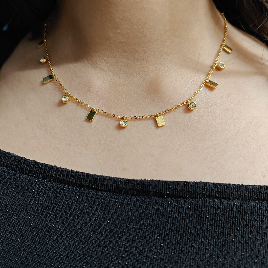 The Golden Spark Drops Necklace (Stainless Steel)
