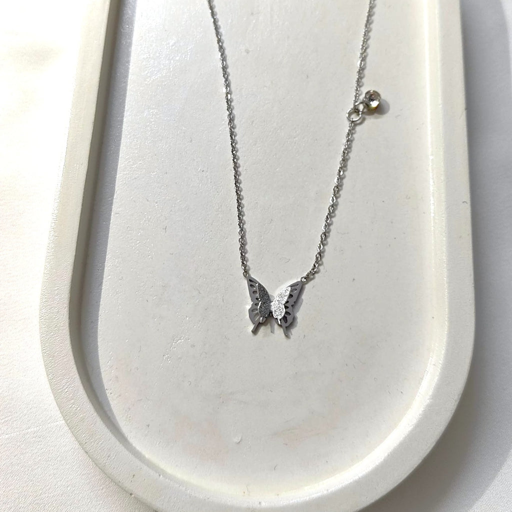 The Silvery Butterfly Necklace (Stainless Steel)