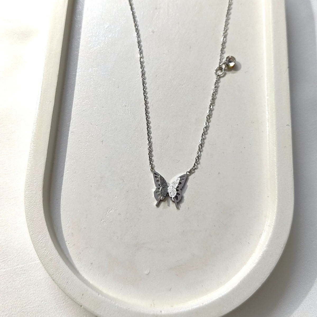 The Silvery Butterfly Necklace (Stainless Steel)