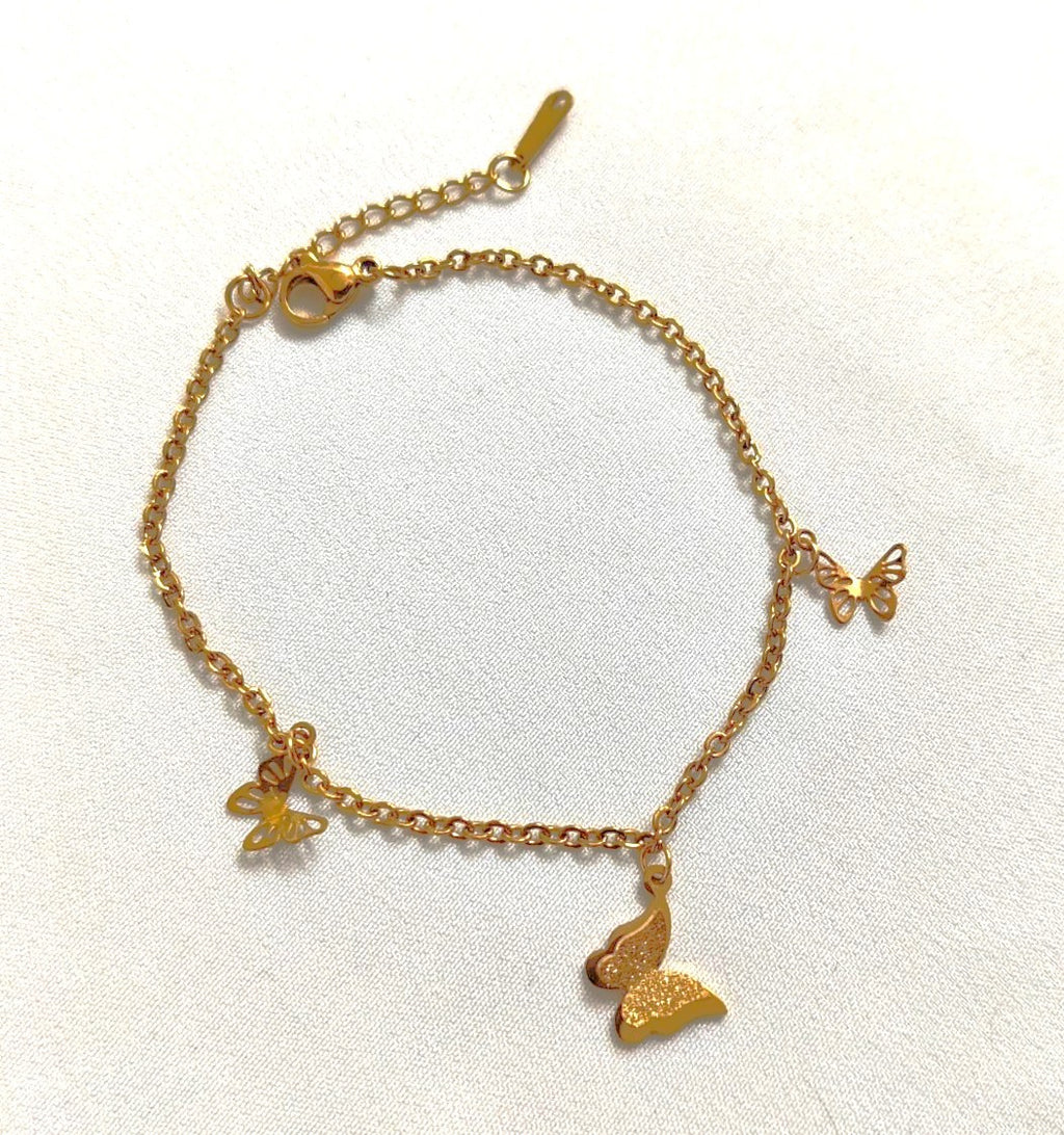 The Social Butterfly Bracelet: Trio Butterfly Charm