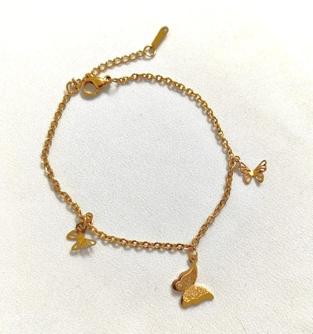 The Social Butterfly Bracelet: Trio Butterfly Charm