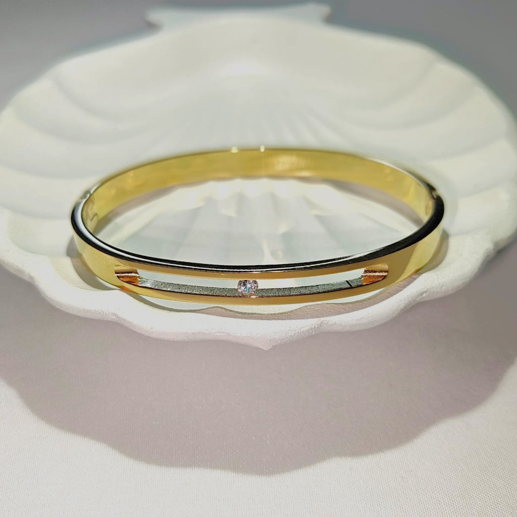 The Nova Bangle: Floating Sparkle Bangle (Stainless steel)