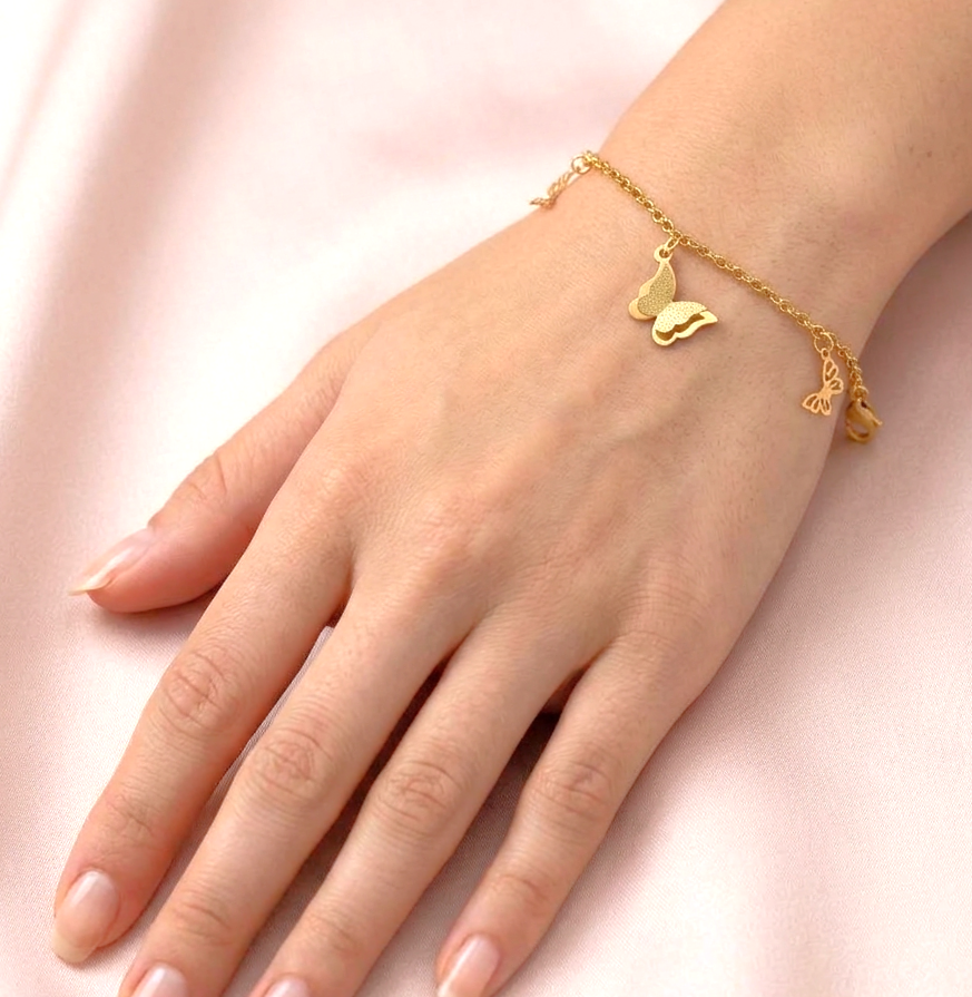 The Social Butterfly Bracelet: Trio Butterfly Charm